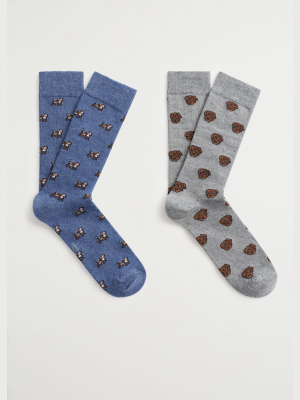 2 Pack Animal Print Socks