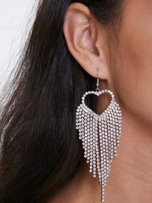 Rhinestone Heart Duster Earrings