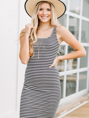 Ready And Able Black Striped Bodycon Dress