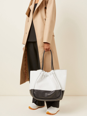 Ruched Two-tone Leather Tote