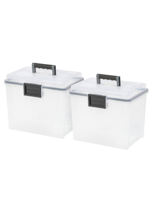 Iris 2pk Letter Size Portable Weathertight File Box Clear