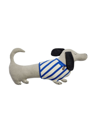 Slinkii Dog Cushion - Beige / Dark Blue