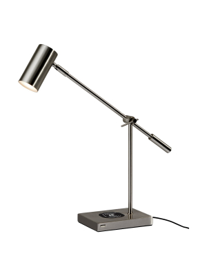 Collette Led Desk Lamp With Qi Wireless Charging Pad -adesso
