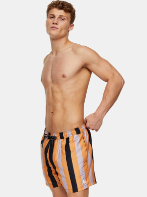 Orange Stripe Swim Shorts