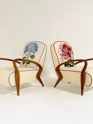 Italian Oakwood Chairs, Pair