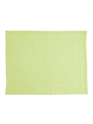 Vietri Cotone Linens Placemats With Double Stitching - Pistachio - Set Of 4