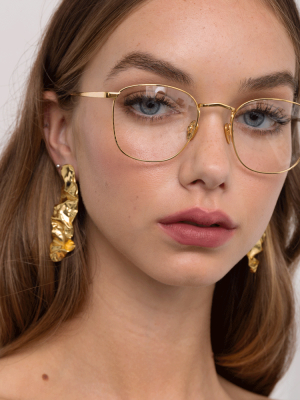 The Simon | Square Optical Frame In Yellow Gold (c6)