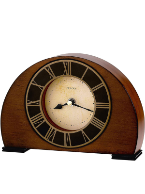 Bulova Clocks B7340 Hardwood Case Antique Walnut Finish Roman Numeral Tremont Clock With Aluminum Bezel And Elegant Ivory Parchment Dial