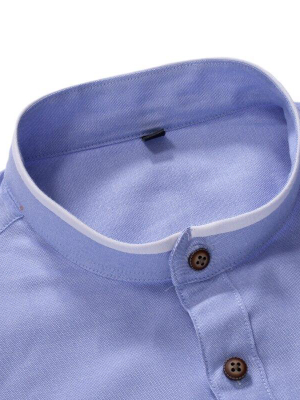 Pologize™ Casual Mandarin Collar Long Sleeve Shirt