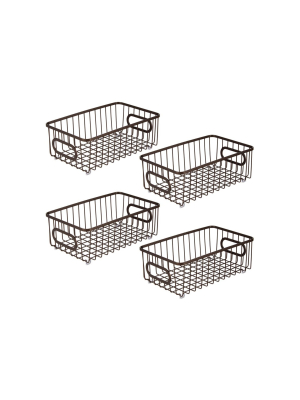 Mdesign Metal Bathroom Storage Organizer Basket Bin, 4 Pack