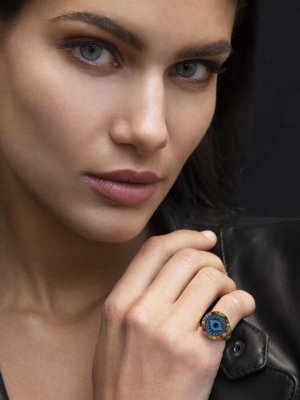 Rainbow Evil Eye Chevalier Ring