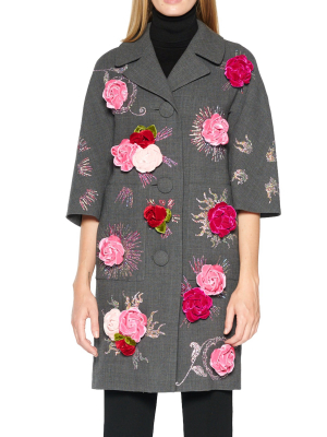 Velvet Roses Patch Pocket Coat