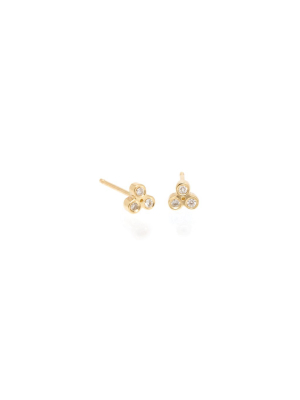 14k Tiny Trio Diamond Studs