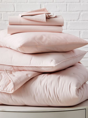 Washed Cotton Percale Quilt Starter Bedding Set - Pink Champagne