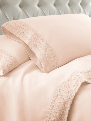 3 Or 4 Piece Chochet Lace Microfiber Sheet Set.