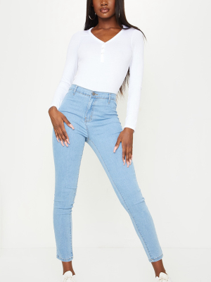 Tall Light Blue Wash Disco Fit Skinny Jeans