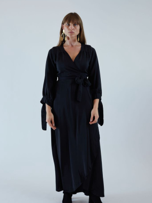 Danika Long Sleeve Dress Black Silk