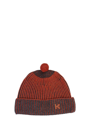 Kenzo Logo Patch Ribbed Beanie