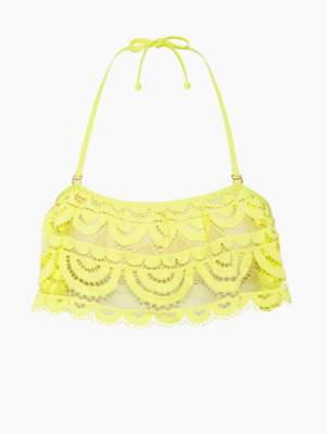 Flutter Lace Bandeau Bikini Top - Yellow