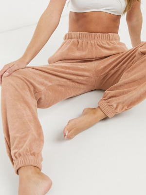 Asos Design Mix & Match Lounge Terry Cloth Sweatpants In Brown