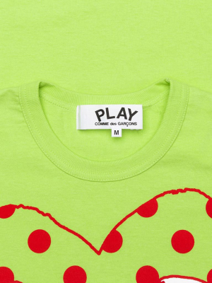 Comme Des Garcons Play Pastelle Polka Dot Logo T-shirt - Green