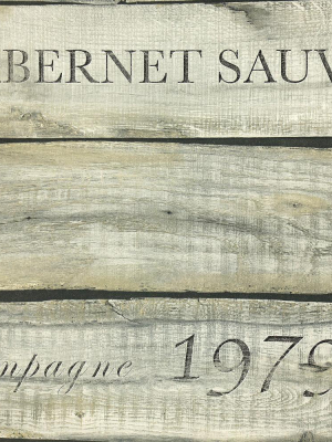 Vintage Wine Crate Wallpaper In Metallic And Neutral From The Precious Elements Collection By Burke Decor