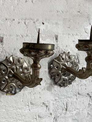 19th Century Silver Gold Leafed Austrian Sconce Pair