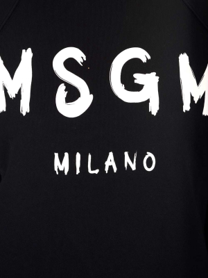 Msgm Logo Printed Ribbed Sweatshirt