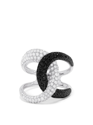 Effy 14k White Gold Black And White Diamond Fashion Ring, 1.56 Tcw