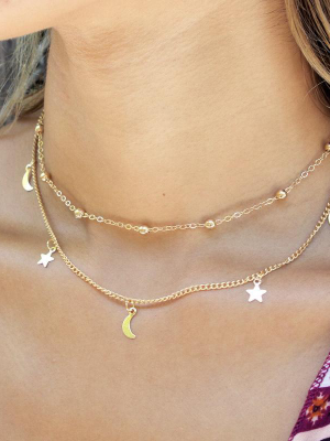 Special Discount: Gold Moon And Star Necklace