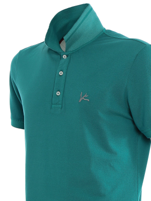 Isaia Logo Embroidered Classic Polo Shirt