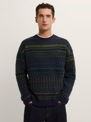 Combination Textured Jacquard Sweater