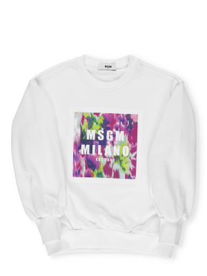 Msgm Kids Tie Dye Logo Printed Sweatshirt