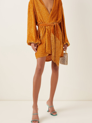 Gabrielle Sequined Mini Wrap Dress