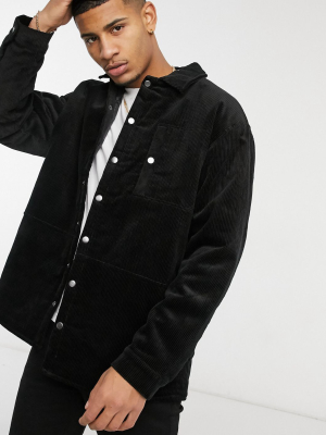 Topman Corduroy Jacket In Black