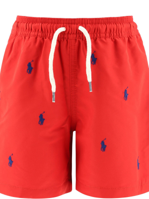 Ralph Lauren Kids Logo Embroidered Swim Shorts