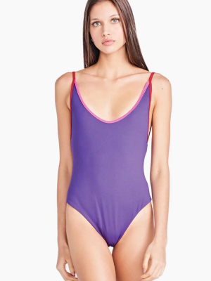 Ariel Reversible Scoop High Cut One Piece Swimsuit - Royal Purple/hot Pink