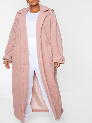 Plus Rose Borg Oversized Belted Coat