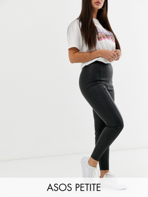 Asos Design Petite Spray On Leather Look Pants