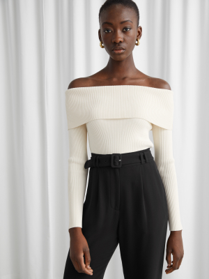 Fitted Off Shoulder Rib Top