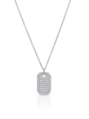 14kt White Gold Diamond Luxe Id Tag Necklace