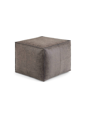 Dante Square Pouf Distressed Brown - Wyndenhall