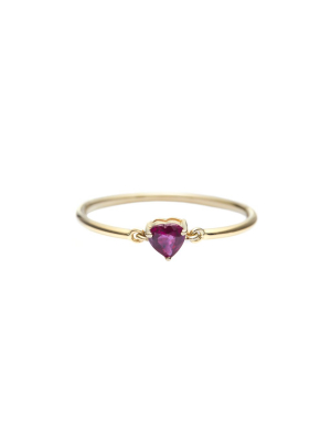 Ruby Heart Pinky Ring