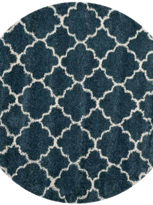 Hudson Shag Slate Blue/ivory Round Rug