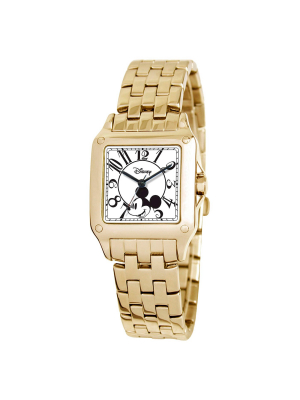 Women's Disney Mickey Mouse Perfect Square Gold Watch - Gold