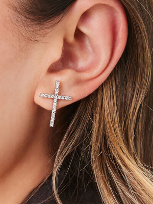 Rhinestone Cross Stud Earrings
