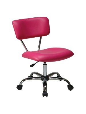 Vista Chrome And Vinyl Desk Chair Pink - Osp Home Furnishings