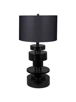 Wilton Table Lamp, Black Metal With Shade