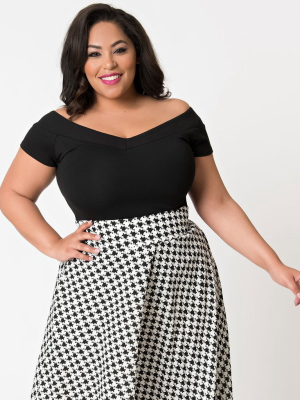 Unique Vintage Plus Size Black Stretch Deena Top