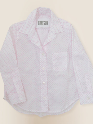 The Hero Mini Button-up Shirt Ipink Hearts, Washed Cotton Final Sale